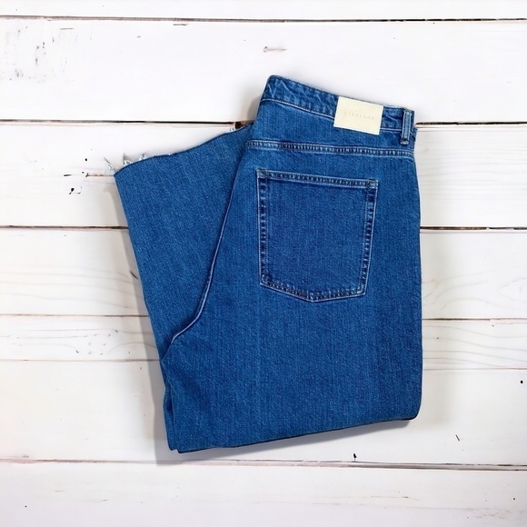Everlane The Way High Cropped Raw Hem Jeans in Vintage Indigo, Women's Size 35 - Picture 3 of 14